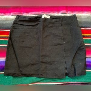 Black H&M Linen Mini Skirt w/ Slit